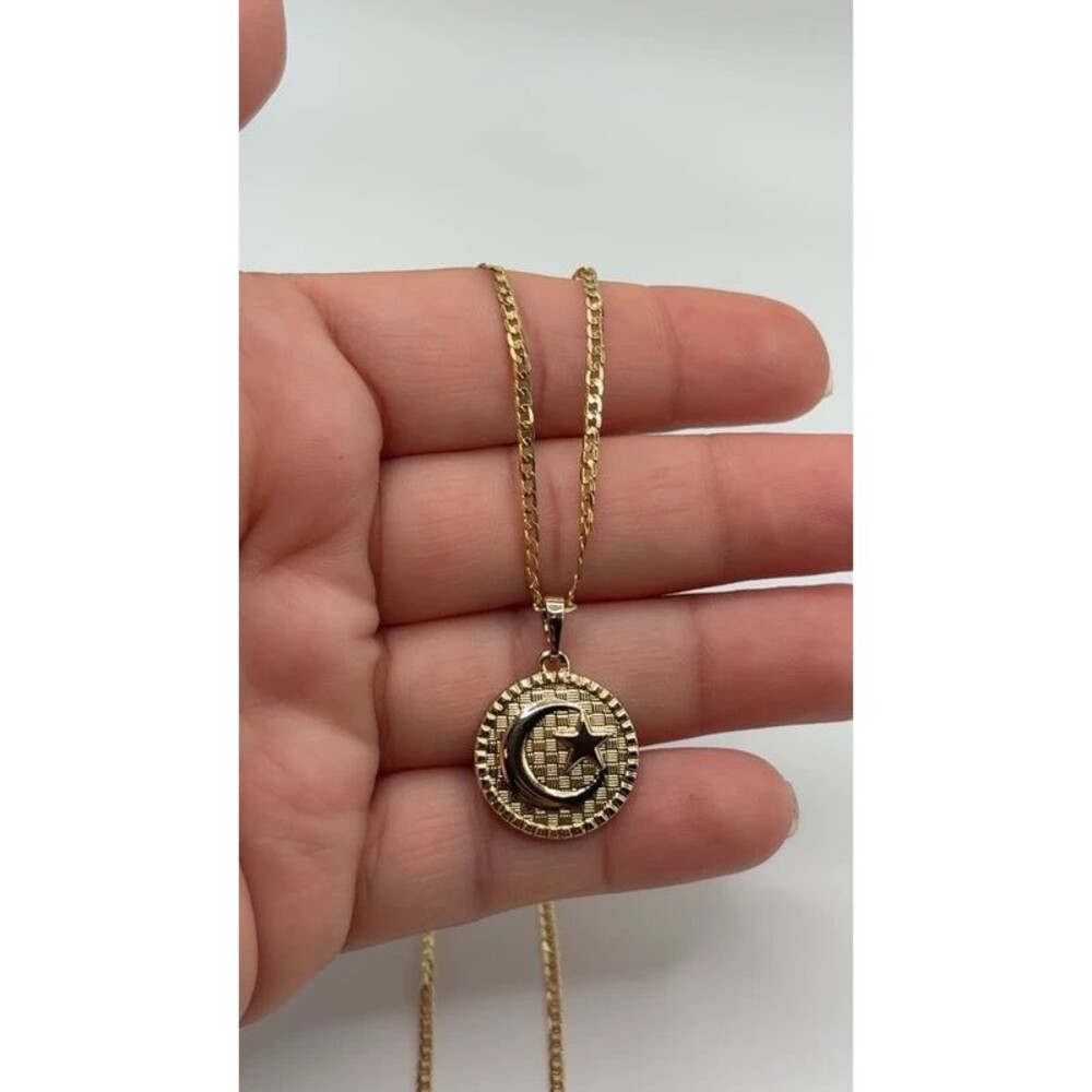 Luna y estrella cadena oro laminado